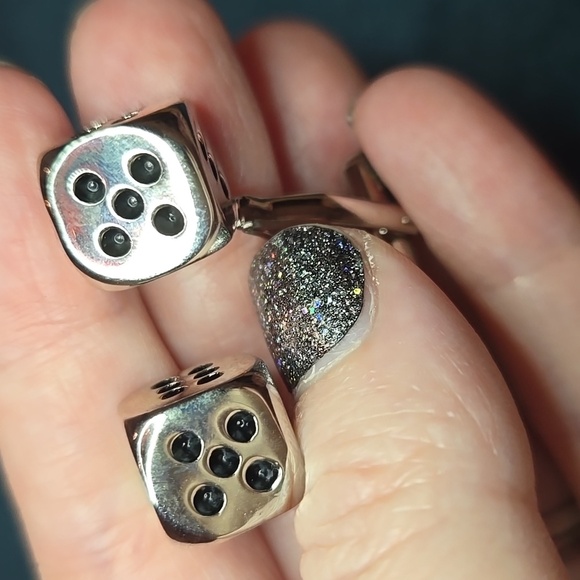 Silver and Black Modern Dice Stainless Steel Cuff Links Brand New - Picture 7 of 11